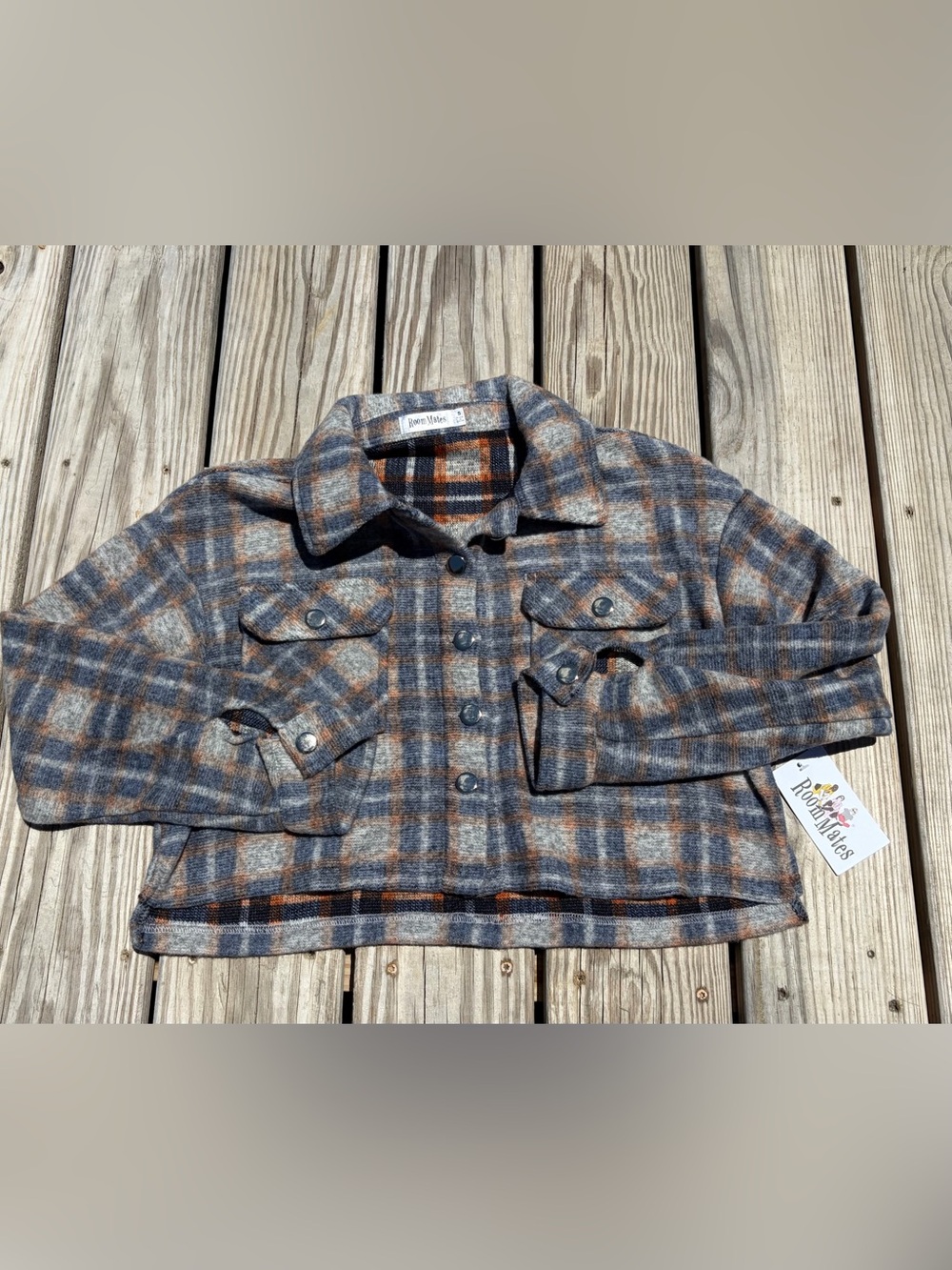 Roommates Women's plaid‎ lightweight Cropped flannel jacket Size S NEW Cabincore